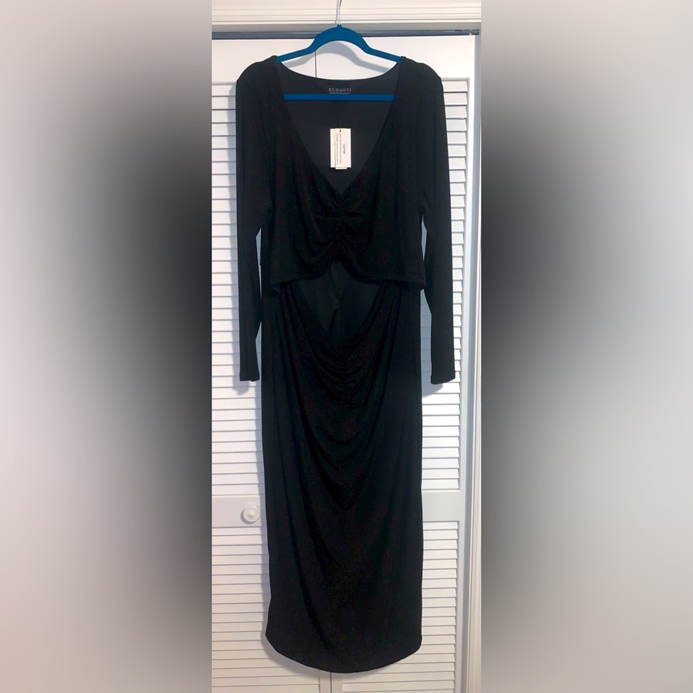 Eloquii Lurex Knit Dress with Cutout - Picture 2 of 5